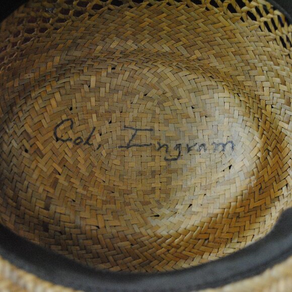 Vintage Straw Sun Hat with Tropical Fabric Band Made in USA - Picture 9 of 13